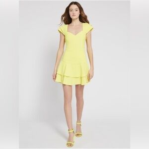 Alice + Olivia BRINDA PLEATED SLEEVE MINI DRESS